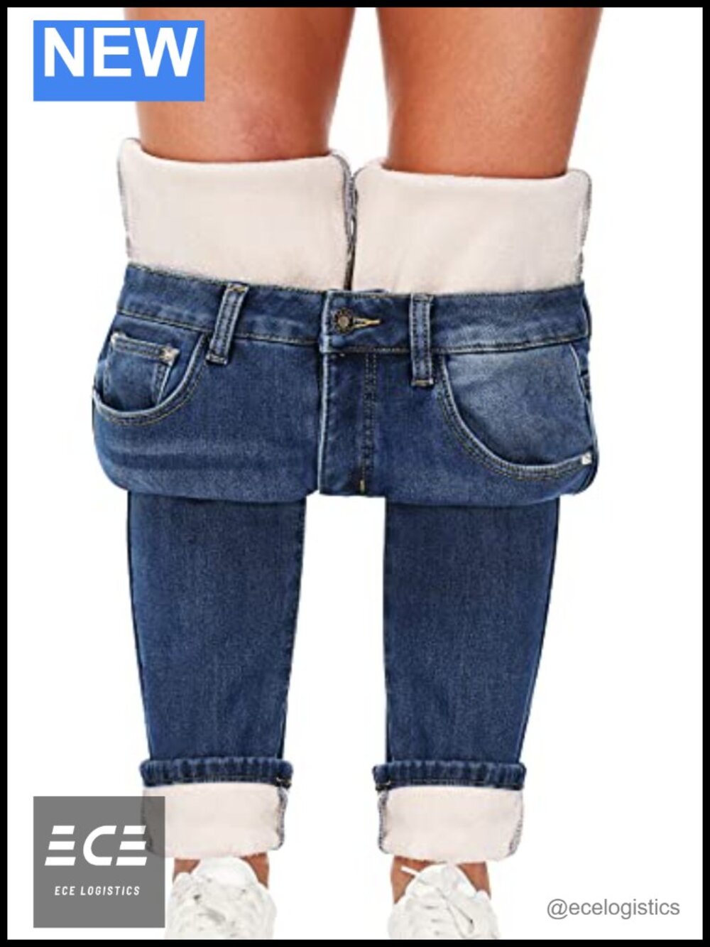 Fleece Lined Thermal Jeans High Rise Skinny Stretch Winter Warm Pants